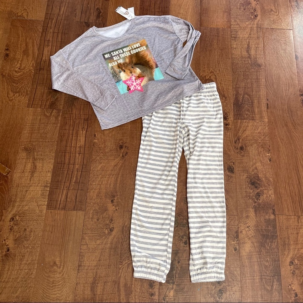 NWT justice girls Santa cookie pajamas 2 piece Sz 6 & 12 long sleeve LS pants